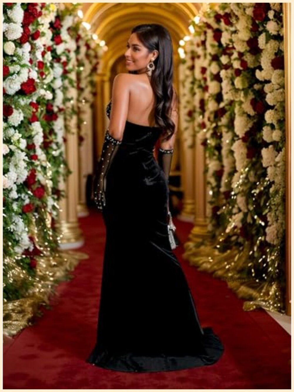 Rhinestone Embellished Mermaid Evening Gown Floor Length Halter Neck - Picture 5 of 7